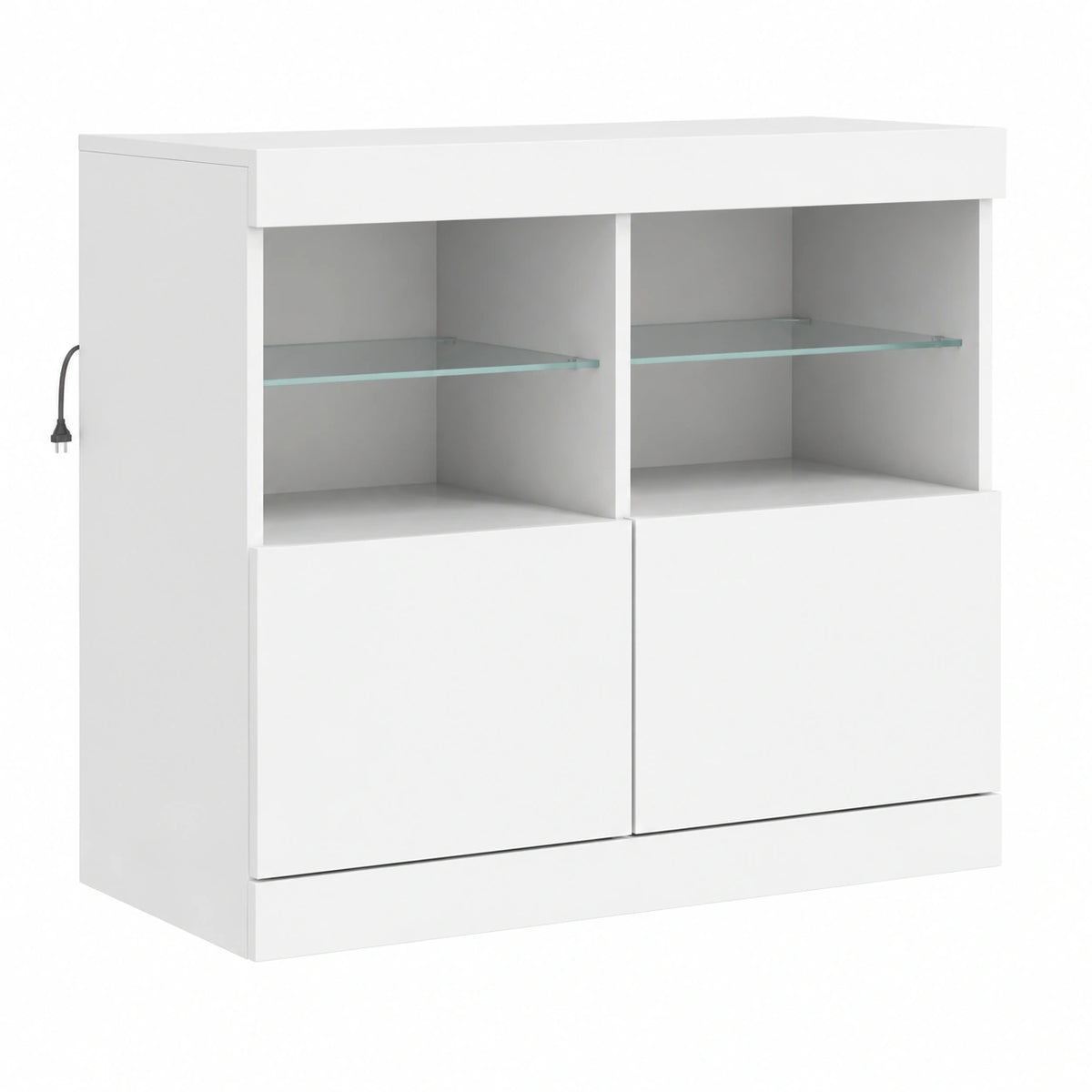 Moderner Weißer Sideboard mit LED-Beleuchtung und Viel Stauraum