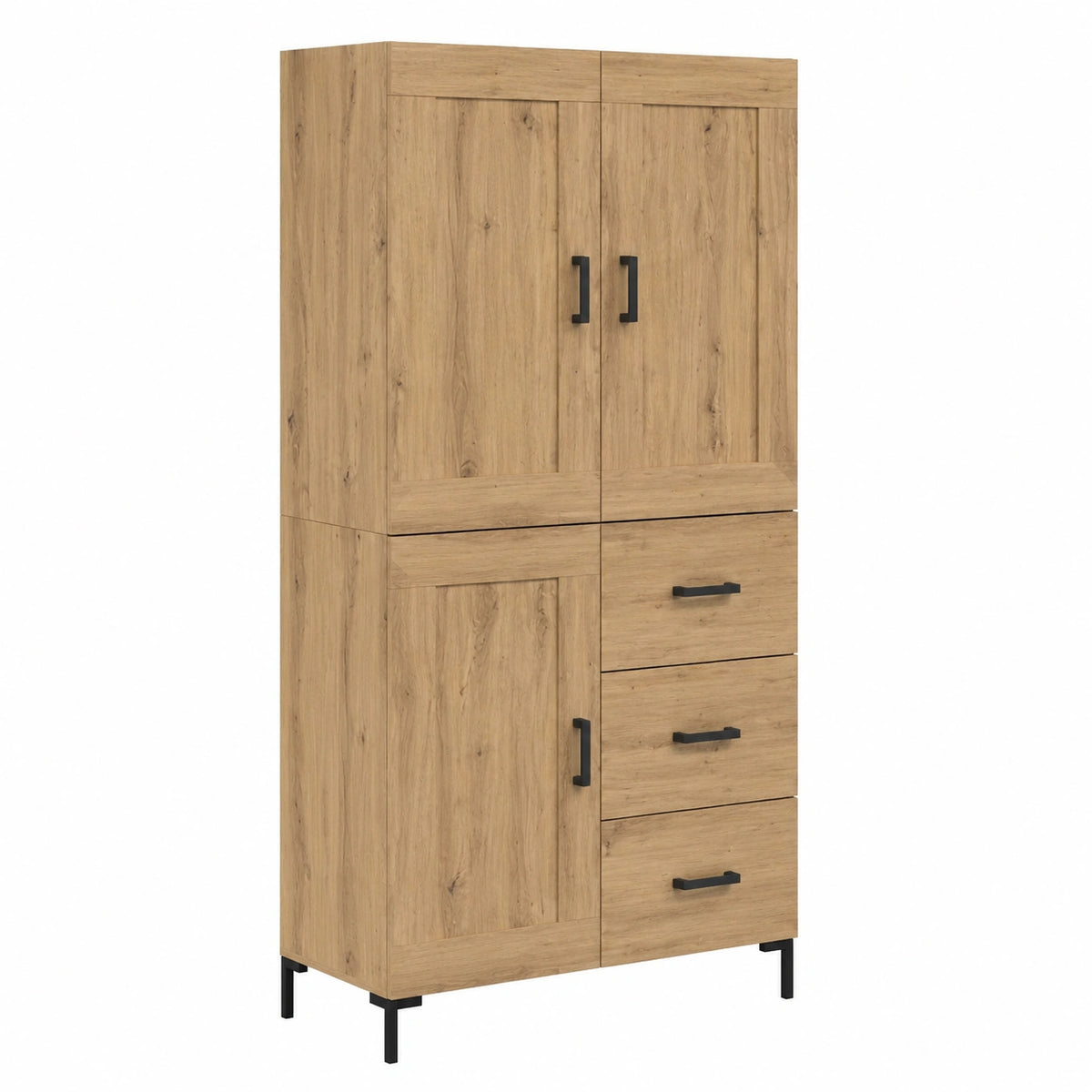 Schrank aus Eichenholz 70x35x180 cm mit 3 Türen und Schublade, platzsparend für Flur und Wohnzimmer