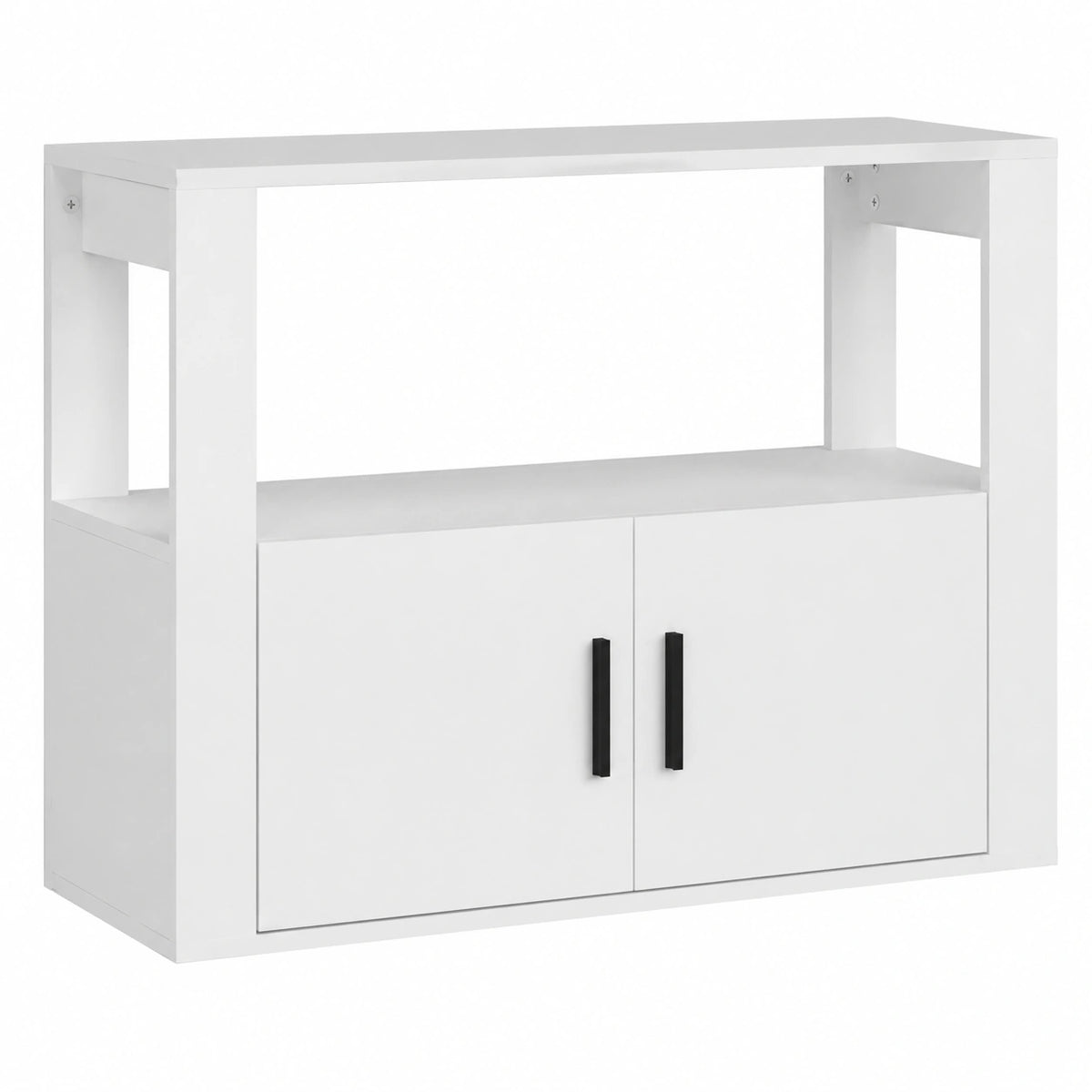 Moderner Buffet-Schrank in Weiß mit Türen und Schubladen, 80x30x60 cm