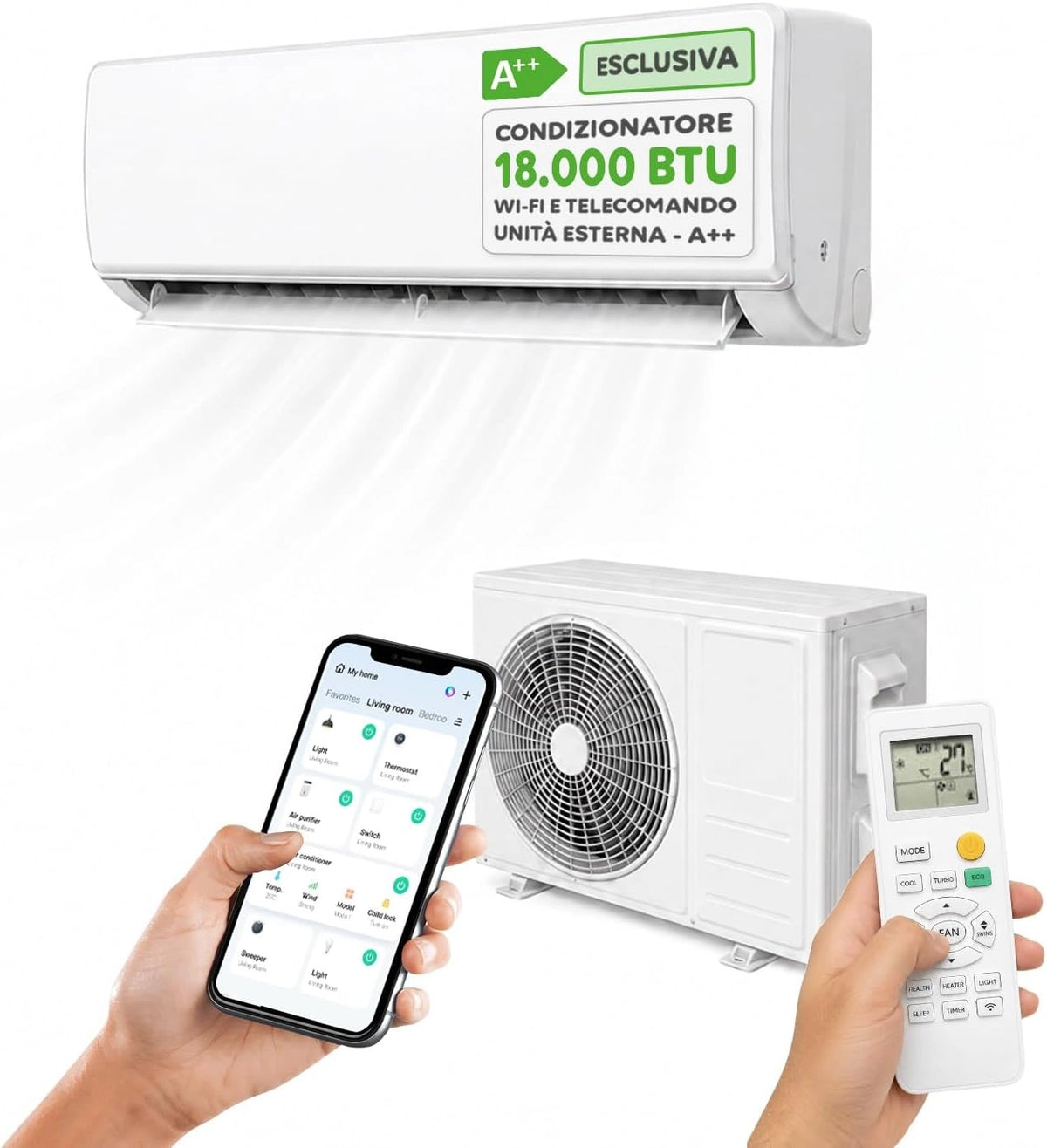 Klimatyzator Wintem, 18000 BTU, Wi-Fi, z pomp? ciep?a, kolor szary i bia?y