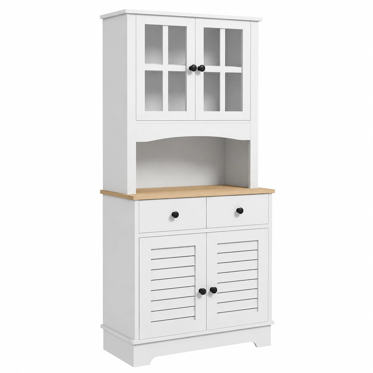 Moderner HOMCOM Küchenschrank mit Verstellbaren Ablagen, Weiß, 68 x 39,5 x 170 cm