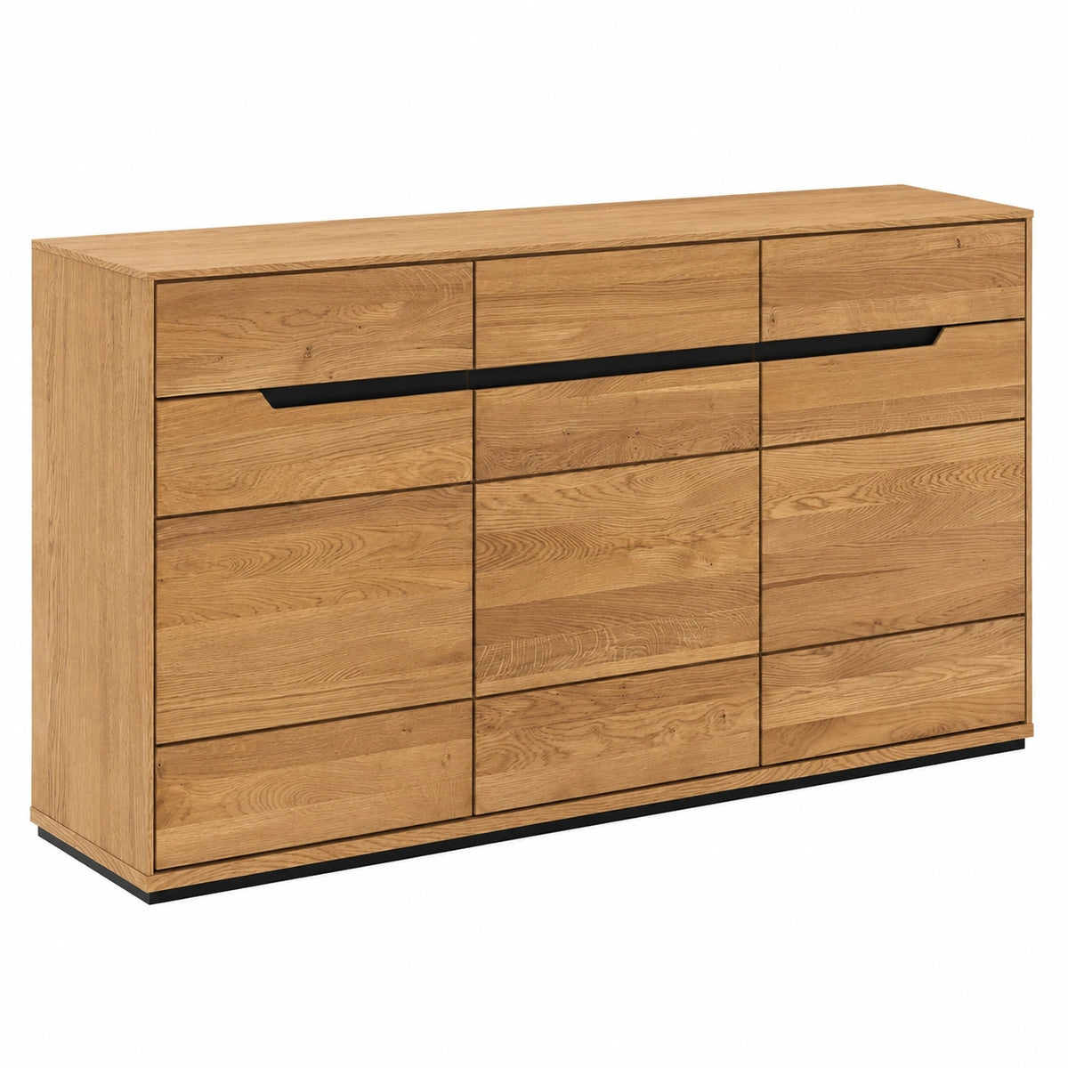 Lomadox Sideboard aus teilmassiver Eiche mit 3 Türen und 3 Schubladen, 153 cm Breite