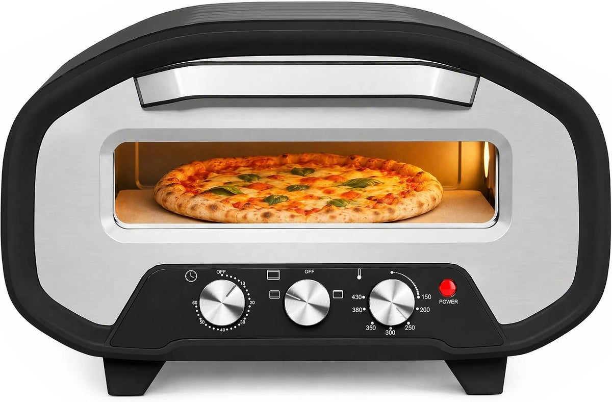 Piec do pizzy HOMCOM, 2200 W, programator czasowy, kolor szary i czarny