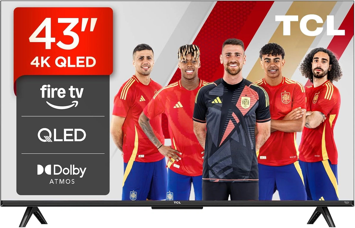Telewizor TCL 43T6C, kolor czerwony i szary