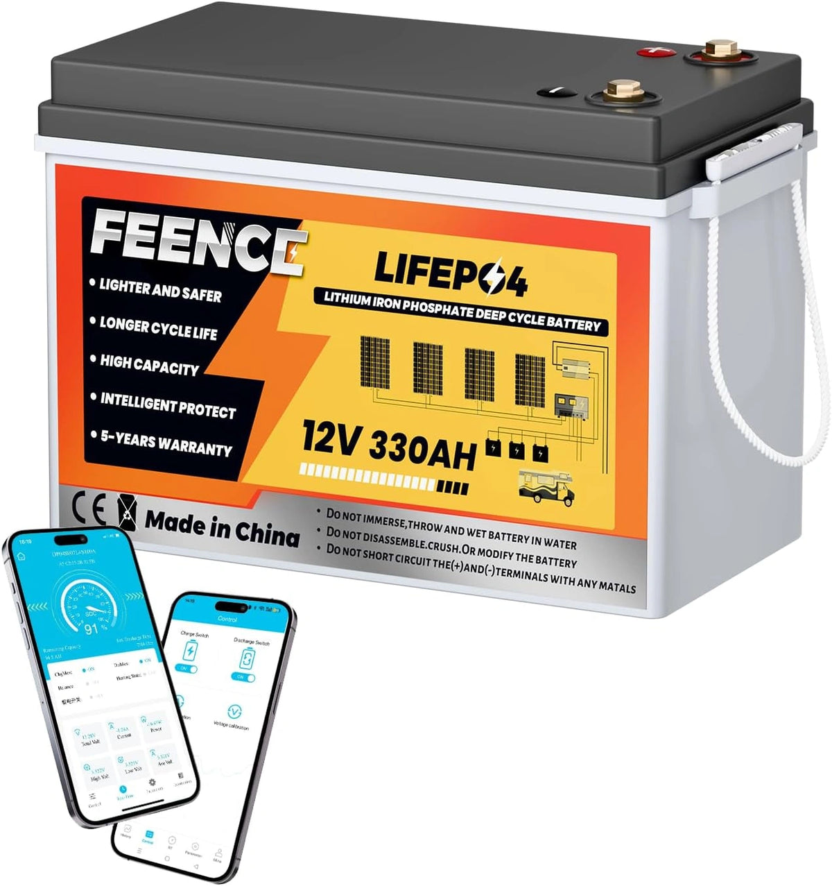 Akumulator LiFePO4, 330 Ah, 12 V, kolor szary