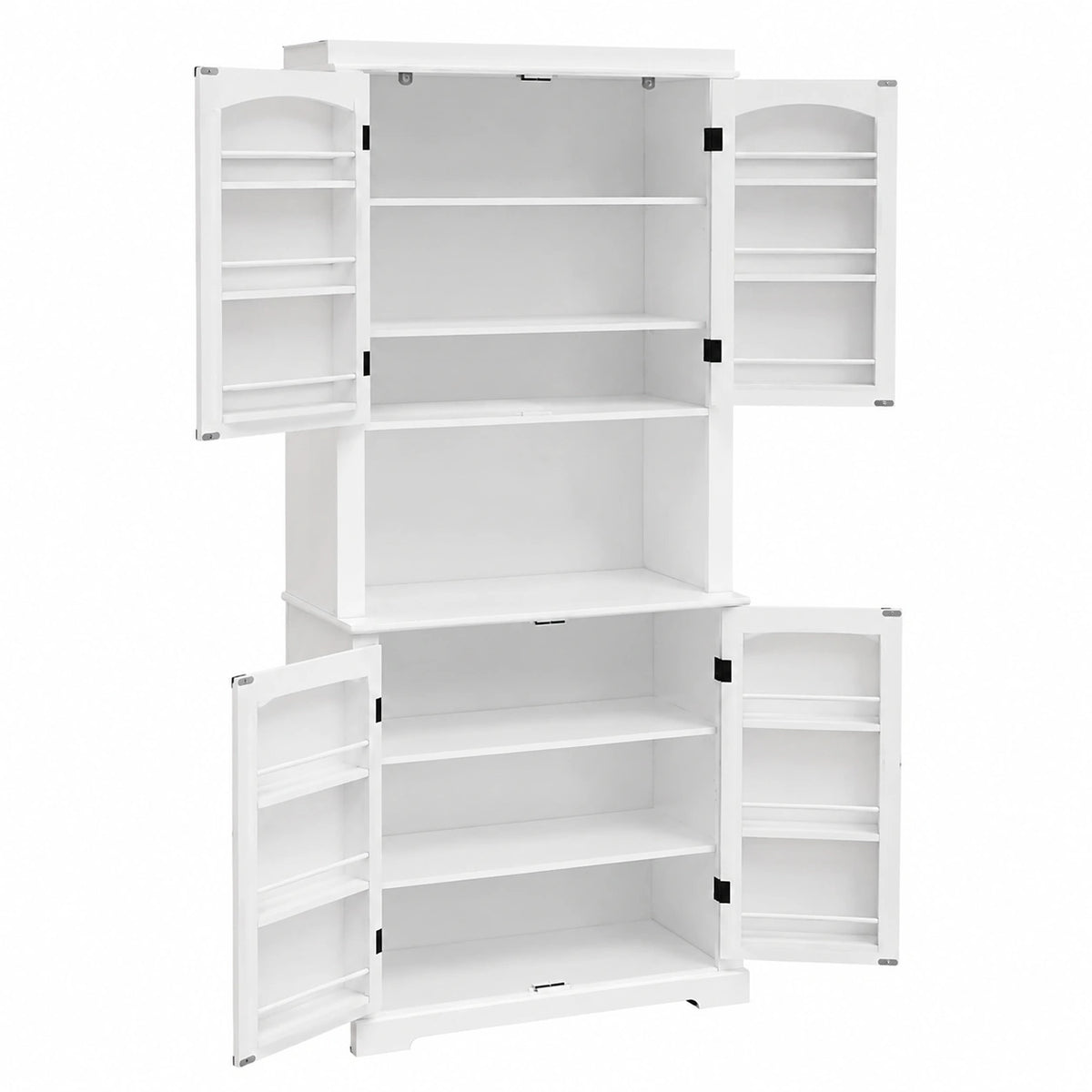 HOLTICO Küchenbuffet mit Arbeitsplatte und Regalen, Hochschrank für Esszimmer und Küche, Weiß