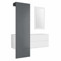 Hochwertiges Garderoben-Set Carlton mit Paneel, Schubkastenschrank und Wandspiegel, Weiß Matt/Grau Hochglanz, 105x193x35 cm