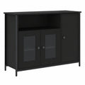 Schwarzes Sideboard aus Holzwerkstoff mit verstellbaren Beinen und großem Stauraum