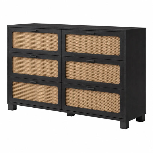 Rustikaler Esszimmerschrank mit Rattan-Elementen für Küche und Veranda