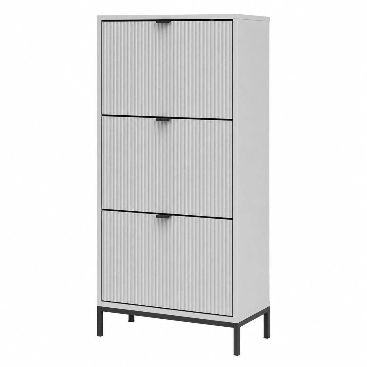 Vicco Schuhschrank Eliza, Grau, 60x130 cm, 3 Klappfächer, wandmontierbar, ideal für den Flur
