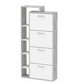 Livinity Schuhschrank Ortello, Weiß/Betonoptik, 80 x 166 cm, 4 Klappen
