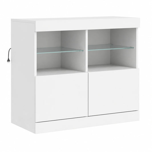 Moderner Weißer Sideboard mit LED-Beleuchtung und Viel Stauraum