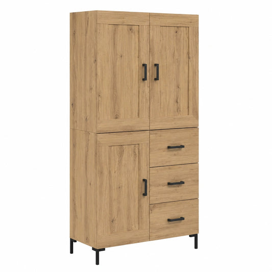 Schrank aus Eichenholz 70x35x180 cm mit 3 Türen und Schublade, platzsparend für Flur und Wohnzimmer