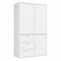 mokebo 3-türiger Kleiderschrank mit 3 Schubladen, modular & kombinierbar, Weiß, für Schlafzimmer & Flur, Holz, 120x187 cm
