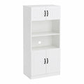 HOMCOM Hochschrank im Landhausstil mit Verstellbaren Regalböden, Mikrowellenregal und Anti-Kipp-Funktion, Weiß