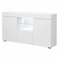 Moderner Sideboard mit LED-Beleuchtung, 135x73x34 cm, Weiß, Modell Sefora