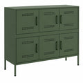 Industrielles Sideboard mit verstellbaren Füßen, Olivgrün