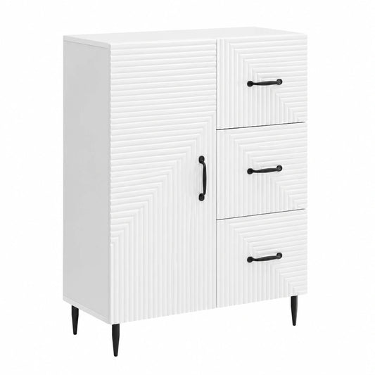 Moderner Hochglanz-Sideboard Weiß 66x34,5x89,5 cm aus Holzwerkstoff für Wohnzimmer