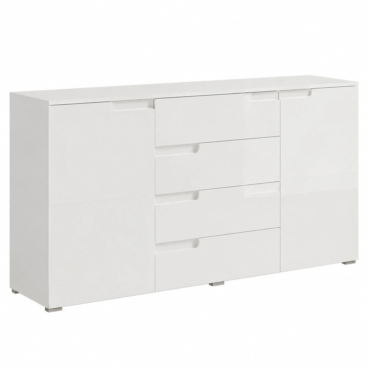 Stella Trading SPICE Hochglanz Weiß Sideboard - Moderne Anrichte mit Großzügigem Stauraum - 165x80x40 cm