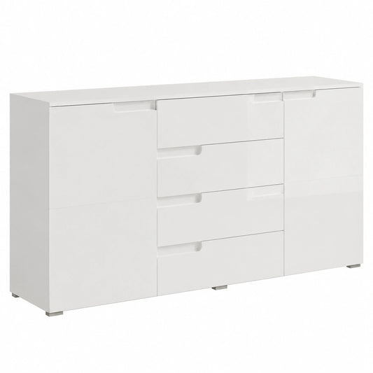 Stella Trading SPICE Hochglanz Weiß Sideboard - Moderne Anrichte mit Großzügigem Stauraum - 165x80x40 cm