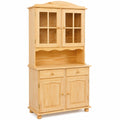Rustikaler Vitrinenschrank aus massivem Kiefernholz, natur lackiert, 2-türig, ideal für Küche und Esszimmer