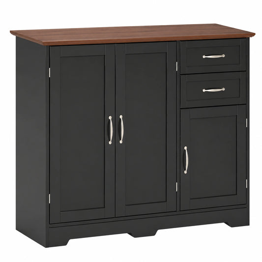 GIANTEX Küchenschrank mit Schubladen und Türen, Kücheninsel mit Arbeitsfläche, Verstellbare Ablagen, Buffet- und Beistellschrank, 100x40x78 cm