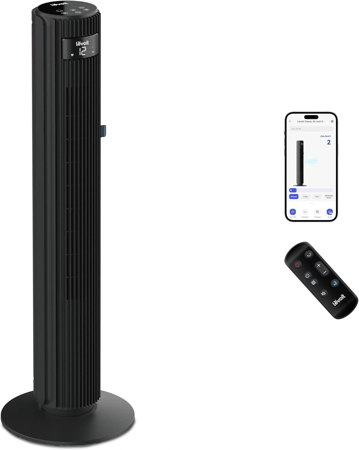 Wentylator LEVOIT, Wi-Fi, kolor czarny i szary
