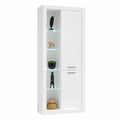 Lomadox Hochglanz Vitrine weiß, 2-türig, LED-Licht, rechts montierbar, 80x195x37 cm