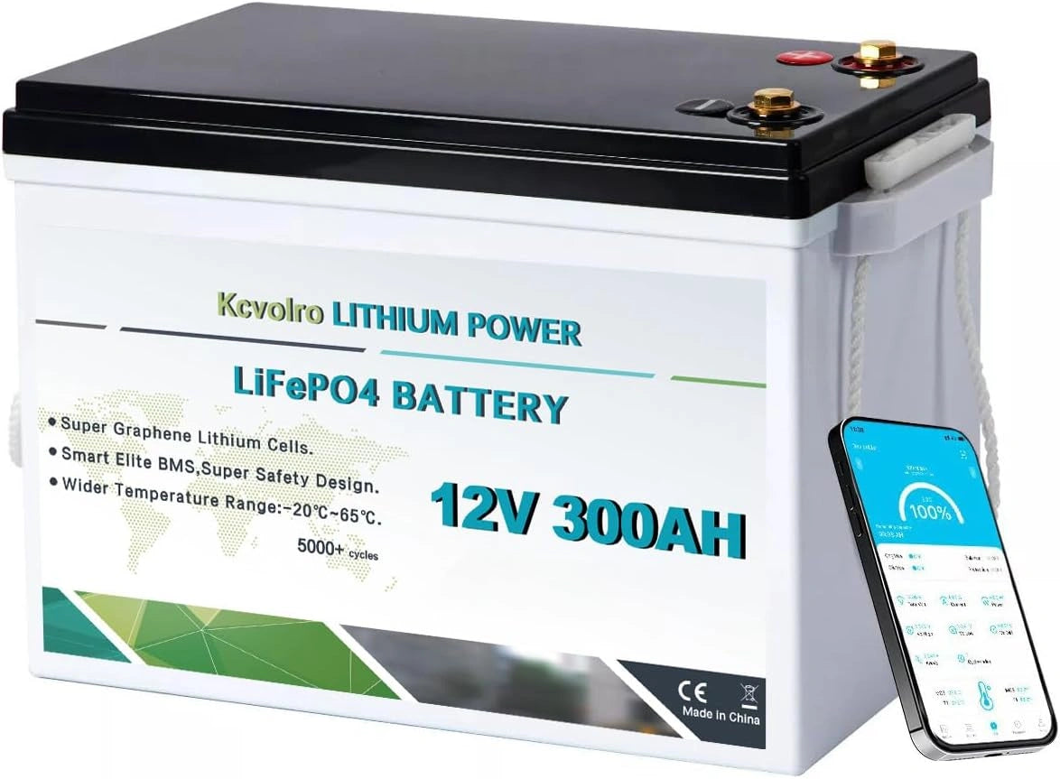 Akumulator LiFePO4, 3840 W, 300 Ah, 12 V, kolor szary