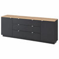 Modernes TV-Sideboard in Schwarz und Eiche Artisan mit Schubladen, 240 x 77 x 44 cm