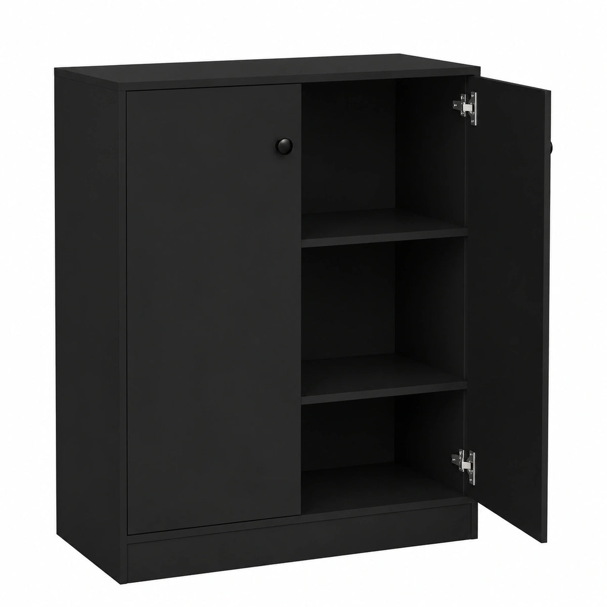 Moderner COSTWAY Sideboard mit verstellbaren Regalen, sicherer Kippschutz, vielseitiger Schrank für Wohn- und Schlafzimmer, Eingangsbereich, in Schwarz (72 x 34 x 85,5 cm)