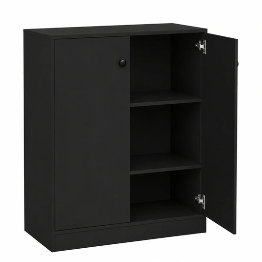 Moderner COSTWAY Sideboard mit verstellbaren Regalen, sicherer Kippschutz, vielseitiger Schrank für Wohn- und Schlafzimmer, Eingangsbereich, in Schwarz (72 x 34 x 85,5 cm)