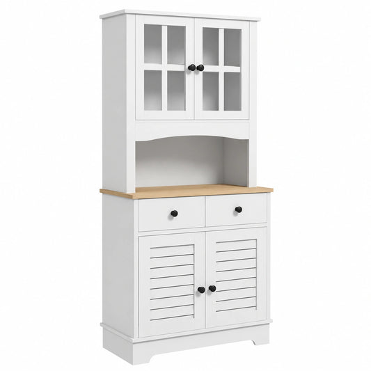 Moderner HOMCOM Küchenschrank mit Verstellbaren Ablagen, Weiß, 68 x 39,5 x 170 cm