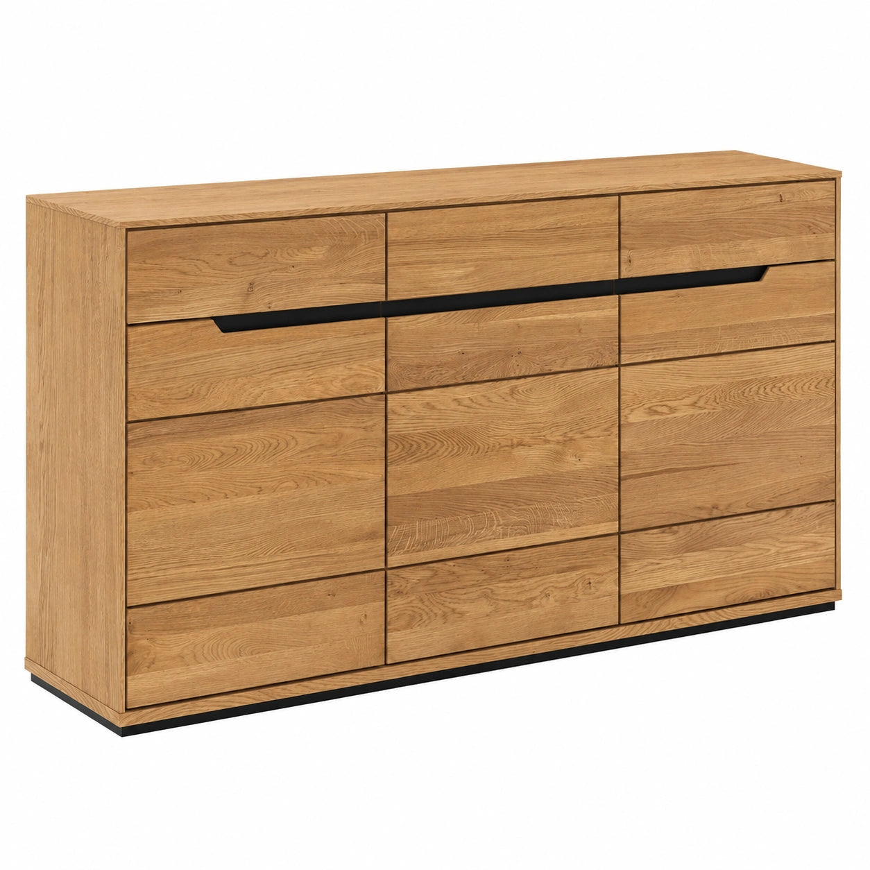 Lomadox Sideboard aus teilmassiver Eiche mit 3 Türen und 3 Schubladen, 153 cm Breite