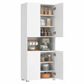 HOMCOM Hochschrank mit Soft-Close, 4 Türen, Hochglanz Weiß, 68x34x180 cm