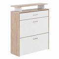 Moderner Holz-Schuhkipper in Sonoma Eiche mit Schublade, Platzsparender Flurschrank, Schuhregal 80x95x24 cm