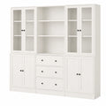 VOWNER 5-stöckiger Bücherschrank mit Glastüren, 180 cm, Vitrine für Küche, Wohnzimmer und Esszimmer, weiß, 3-teilig