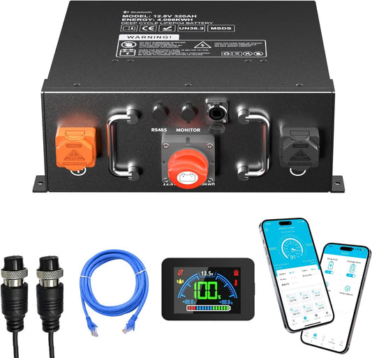 Akumulator, 320 Ah, 4096 Wh, 12 V, kolor szary