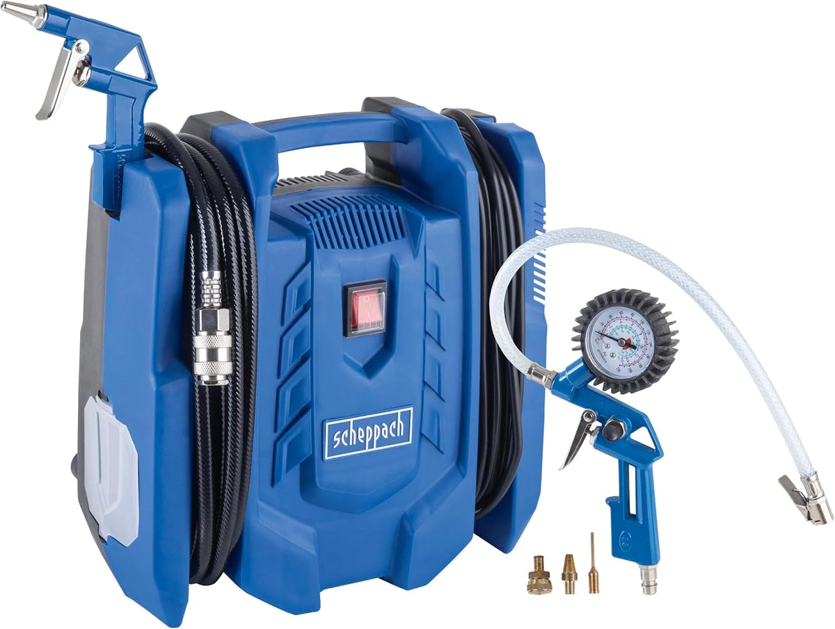 Kompresor Scheppach, 1100 W, 230 V, kolor niebieski