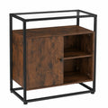Industrieller Mehrzweckschrank mit Glaseinlage, Dunkelbraun, 70 x 38 x 80,5 cm, ideal für Wohnzimmer und Schlafzimmer