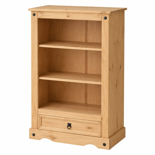 CARO-Möbel Bücherregal Salsa im mexikanischen Stil, massives Kiefernholz, gebeizt und gewachst, mit einer Schublade