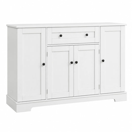Moderner Küchenschrank mit einstellbaren Einlegeböden und Schubladen, 138x40x85cm, weiß