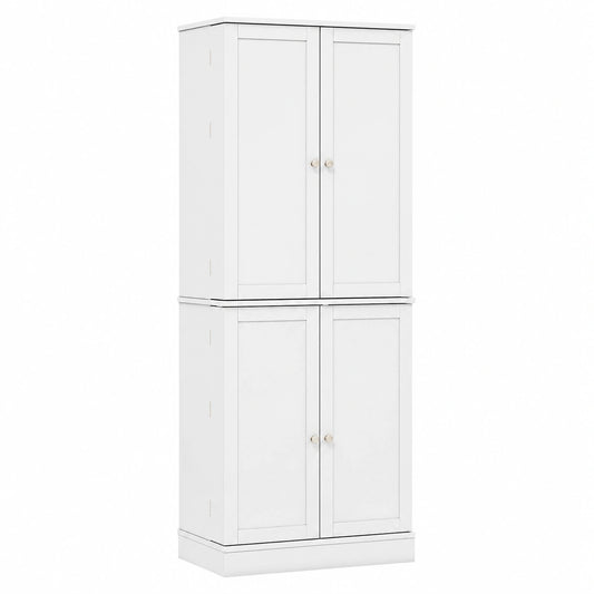 GIANTEX Holz-Küchenschrank, Buffet-Highboard mit 16 Türfächern und 6 verstellbaren Regalen, Mehrzweck-Vorratsschrank 60x35x166,5 cm, Weiß