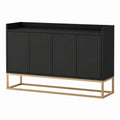 Schwarzes minimalistisches Sideboard mit 4 Türen für Wohnzimmer, Esszimmer und Küche