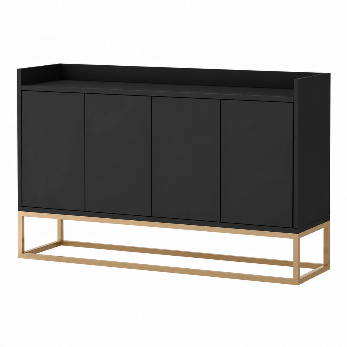 Schwarzes minimalistisches Sideboard mit 4 Türen für Wohnzimmer, Esszimmer und Küche