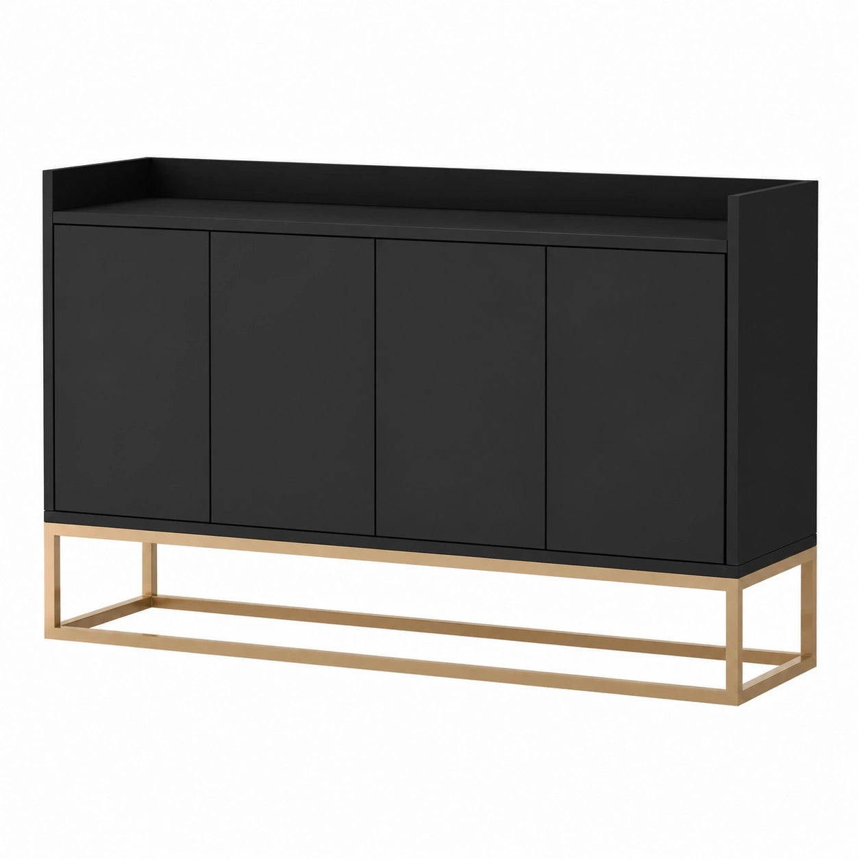 Schwarzes minimalistisches Sideboard mit 4 Türen für Wohnzimmer, Esszimmer und Küche