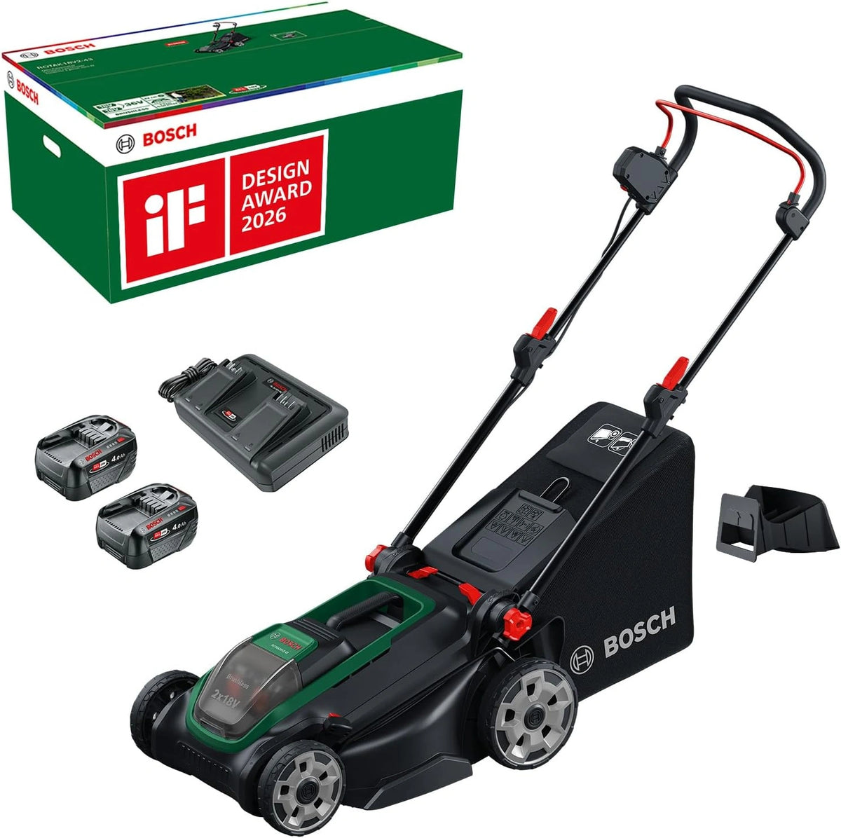 Kosiarka do trawy Bosch ROTAK18V2-43, 50 l, 18 V, kolor czerwony