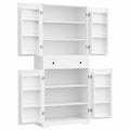 VOWNER Küchenschrank mit 12 Fächern, Hochbuffet mit verstellbaren Regalen und Schubladen, Esszimmerschrank aus MDF und Spanplatte, 183x76x40 cm, Weiß