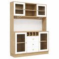 DRIXNO Küchenschrank mit LED, Verstellbare Regale und Weinhalter, Weiß, 140x40x185.7 cm