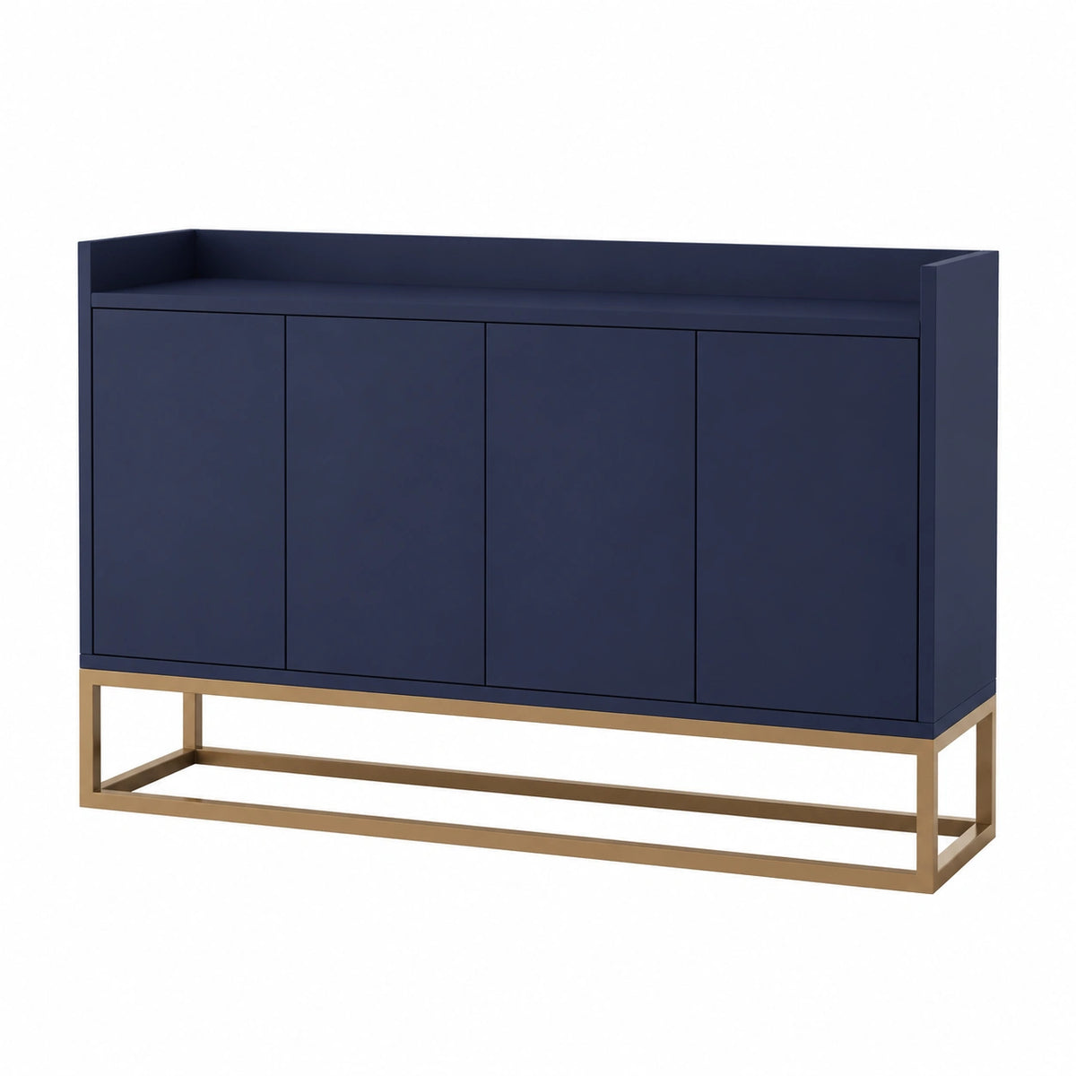Modernes Merax Sideboard: 4-türiger griffloser Schrank für Esszimmer, Wohnzimmer & Küche in Marineblau, 120 × 30 × 80 cm
